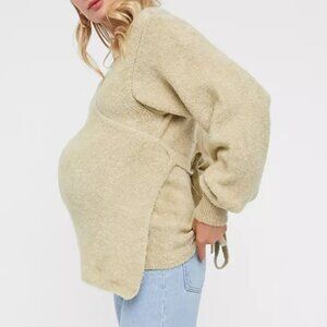 ASOS Maternity wrap fluffy sweater in oatmeal